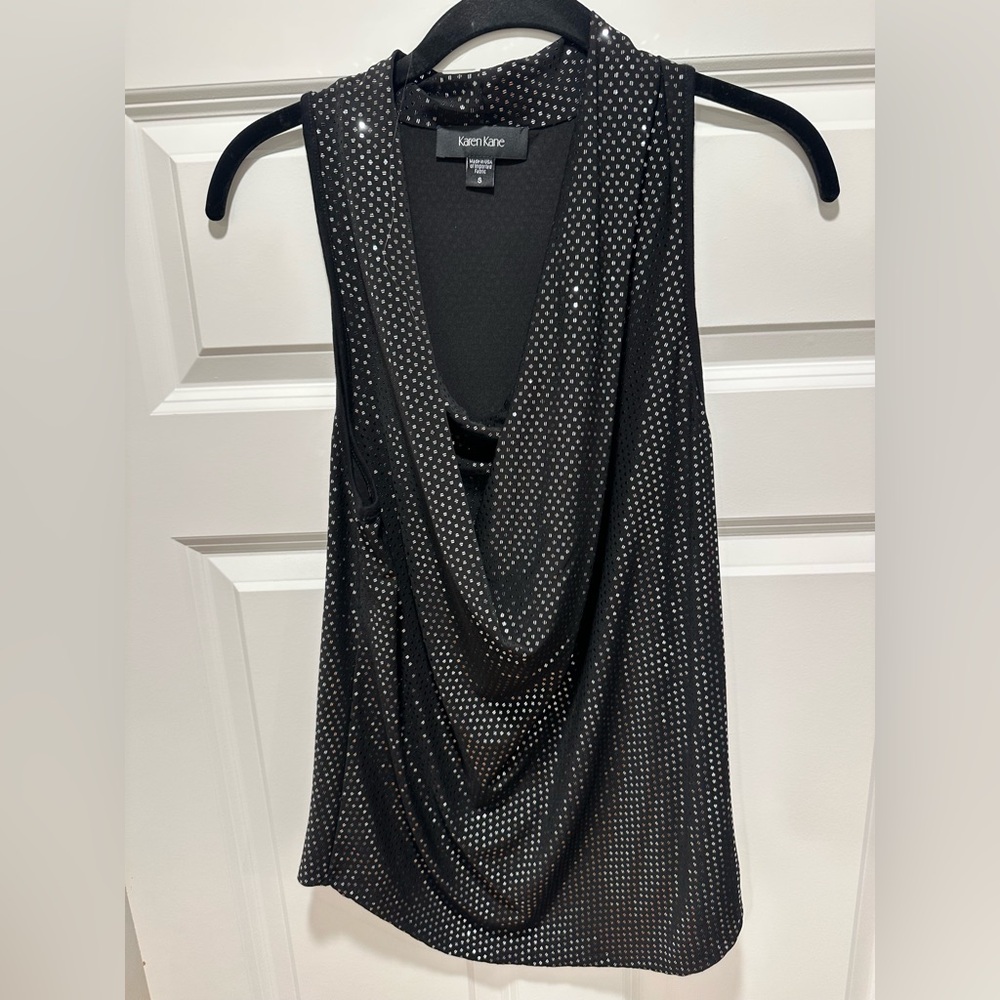 Karen Kane Black Sequin Sleeveless Top